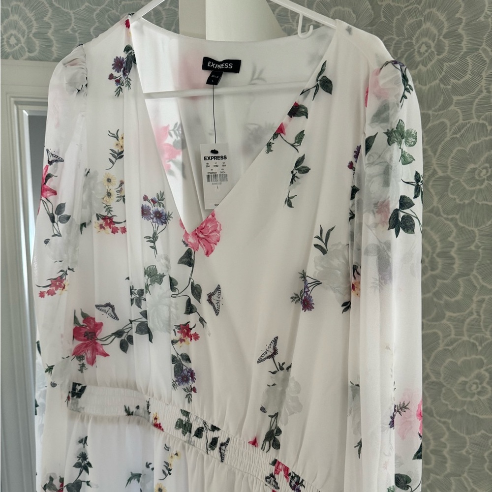 Ring in Spring w this perfect white tiered Express dress! NWT. L.